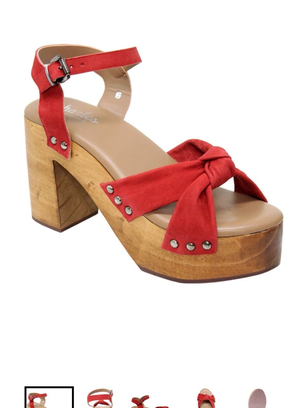 Charles David Red Knotted Platform Sandal